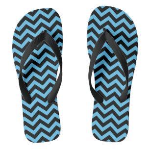 Blue And Black Chevron Pattern Thongs
