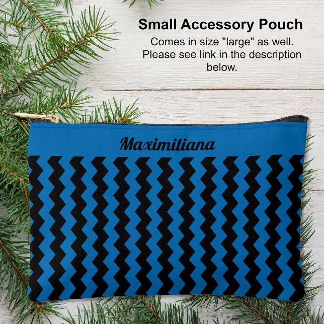 Blue and Black Chevrons - SMALL Accessory Pouch (Small Accessory Pouch - Blue and Black Chevrons by Leapfroglisics Shop)