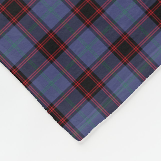 Blue and Black Clan Rutherford and Home Tartan Fleece Blanket (Corner)