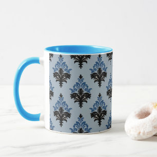 Blue and Black Classic Damask style Mug