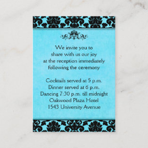 Blue and Black Damask on Linen Enclosure Card