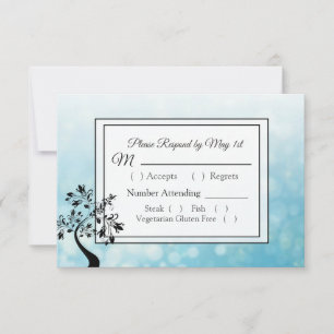 Blue and Black Decorative Tree RSVP Postcards