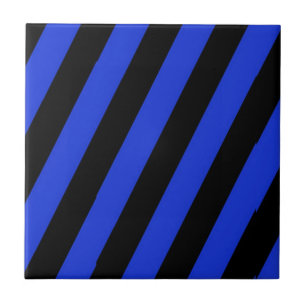 blue and black diagonal stripes ceramic tile