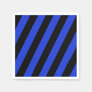 blue and black diagonal stripes napkin