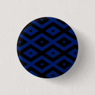 Blue and black diamond pattern 3 cm round badge