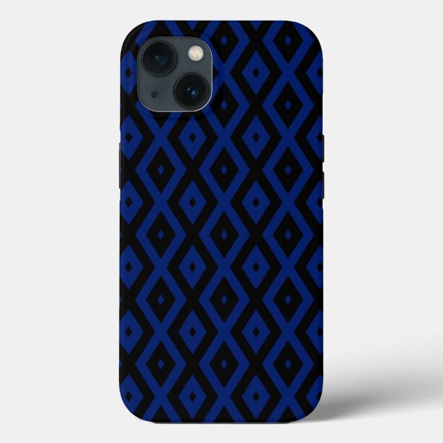 Blue and black diamond pattern Case-Mate iPhone ca Case-Mate iPhone Case (Back)