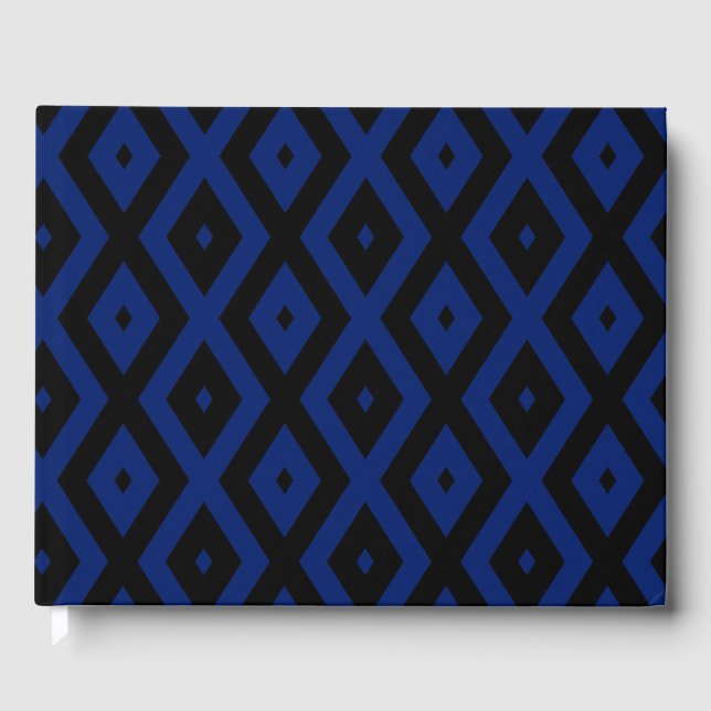 Blue and black diamond pattern guest book (Front)