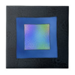 Blue and Black Dichroic Fused Glass Look Ceramic Tile<br><div class="desc">This design may be personalised by choosing the customise option to add text or make other changes. If this product has the option to transfer the design to another item, please make sure to adjust the design to fit if needed. Contact me at colorflowcreations@gmail.com if you wish to have this...</div>