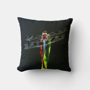 Blue and black dragonfly cushion