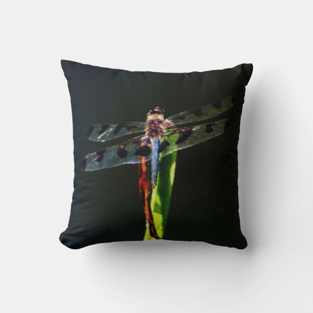 Blue and black dragonfly cushion (Front)