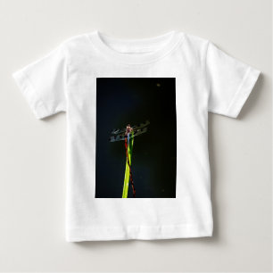 Blue and black  Dragonfly on green and red grass Baby T-Shirt