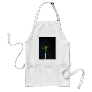 Blue and black  Dragonfly on green and red grass Standard Apron