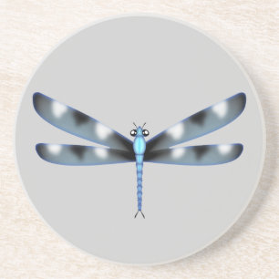 Blue and Black Dragonfly Sandstone Drink Coaster