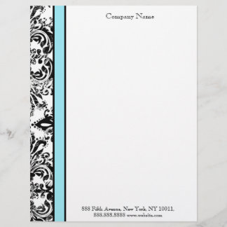 Blue and Black Elegant Damask Letterhead