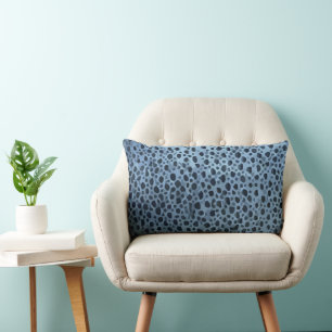 Blue and Black Fish Print Lumbar Cushion