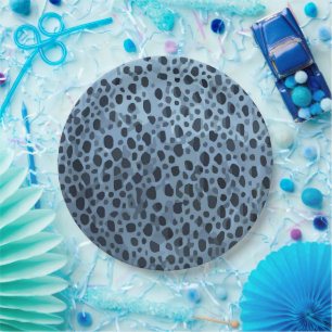 Blue and Black Fish Print Paper Plate