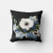 Blue and Black Floral Throw Pillow
