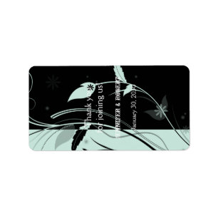 Blue and Black Floral Wedding Lip Balm Label