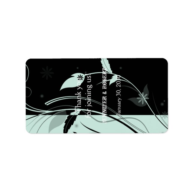 Blue and Black Floral Wedding Lip Balm Label (Front)