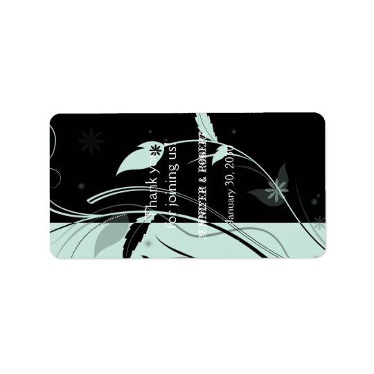 Blue and Black Floral Wedding Lip Balm Label Address Label