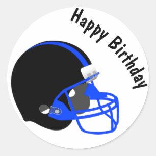Blue and Black Football Birthday Sticker