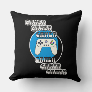 Blue and Black Gamer   Video Controller Cushion
