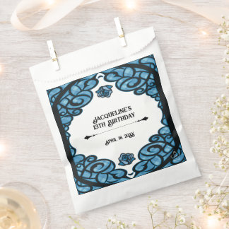 Blue and Black Gated Rose Princess Birthday Favour Bag