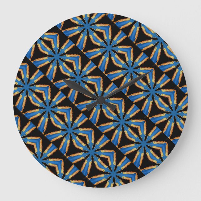 blue and black geometric clock (Front)