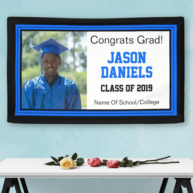 Blue and Black Grad One Photo Banner (Creator Uploaded)