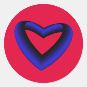 Blue and Black Gradient Heart Classic Round Sticker