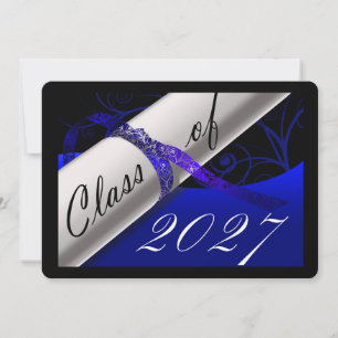 Blue and Black Graduation Announcement