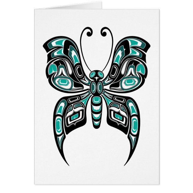 Blue and Black Haida Spirit Butterfly on White (Front)