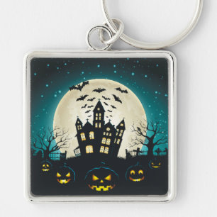 Blue and Black Halloween Key Ring