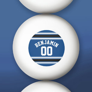 Blue and Black Jersey Stripes Custom Name Number Ping Pong Ball