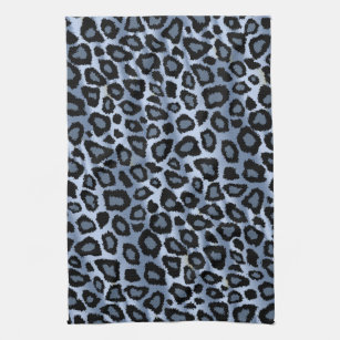 Blue and Black Leopard Animal Print Tea Towel