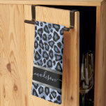 Blue and Black Leopard - Customise Tea Towel<br><div class="desc">Kitchen Hand Towel. Featuring an attractive powdered blue coloured leopard animal skin print ready for you to personalise. ✔NOTE: ONLY CHANGE THE TEMPLATE AREAS NEEDED! 😀 If needed, you can remove the text and start fresh adding whatever text and font you like. 📌If you need further customisation, please click the...</div>