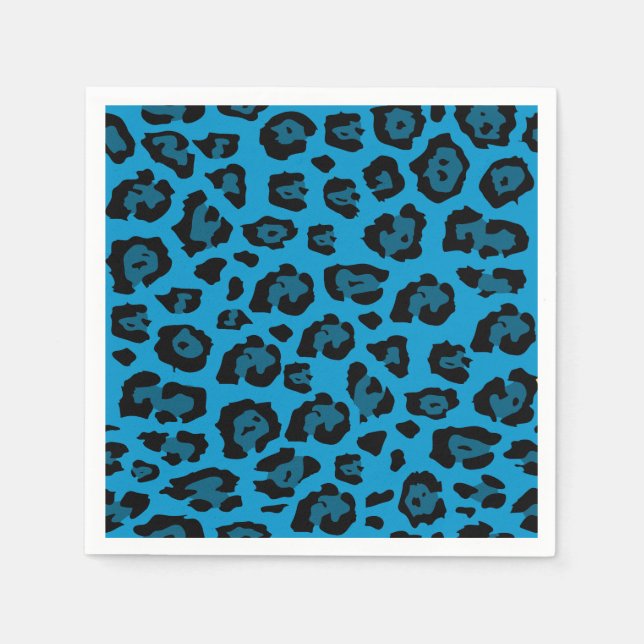 Blue and Black Leopard Print Napkin (Front)