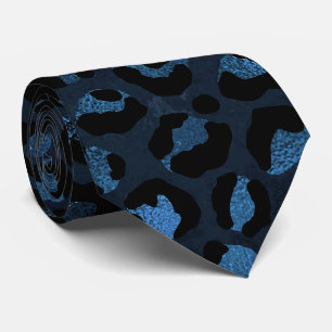 Blue and Black Leopard Print Tie