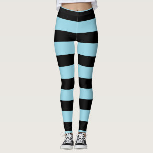 Blue and black line stripes pattern leggings