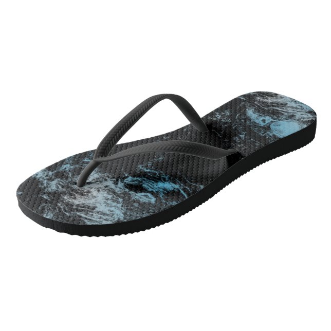 Blue and black marble Abstract Thongs (Angled)