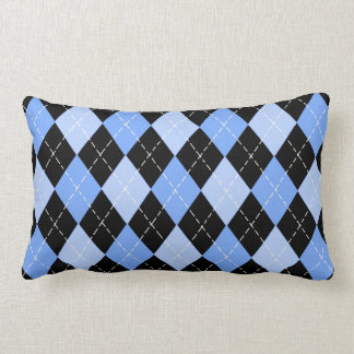 Blue and Black Modern Argyle Pattern Lumbar Cushion