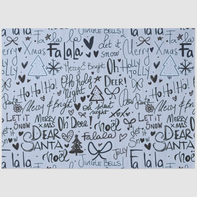 Blue and Black Modern Christmas Tissue Paper (Front)