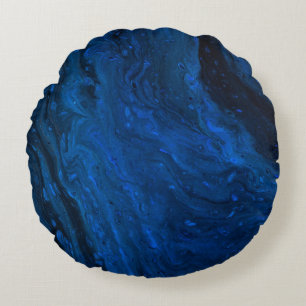 Blue and black painting round cushion