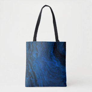 Blue and black painting tote bag
