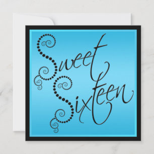 Blue and Black Pearls Sweet Sixteen Invitation