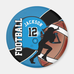 Blue and Black Personalise Football Magnet