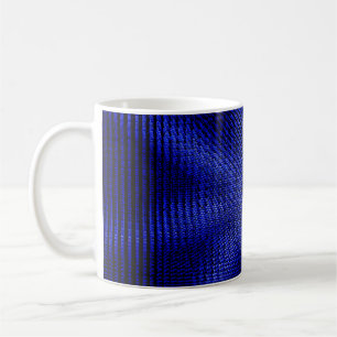 Blue and black plaid textile coffee mug