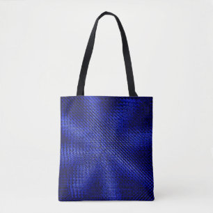 Blue and black plaid textile tote bag