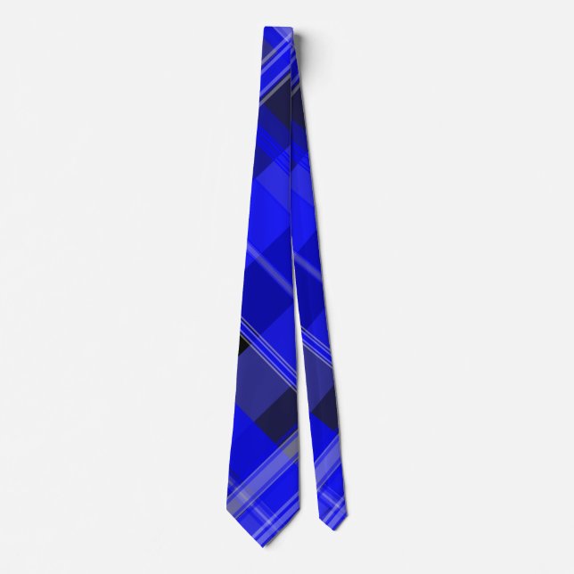 Blue and Black Plaid Tie (Front)