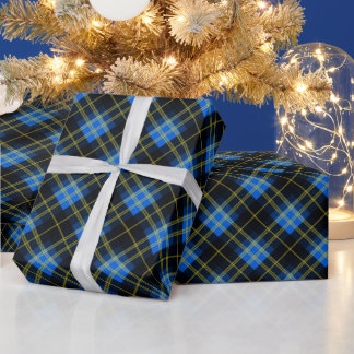 Blue And Black Plaid Wrapping Paper